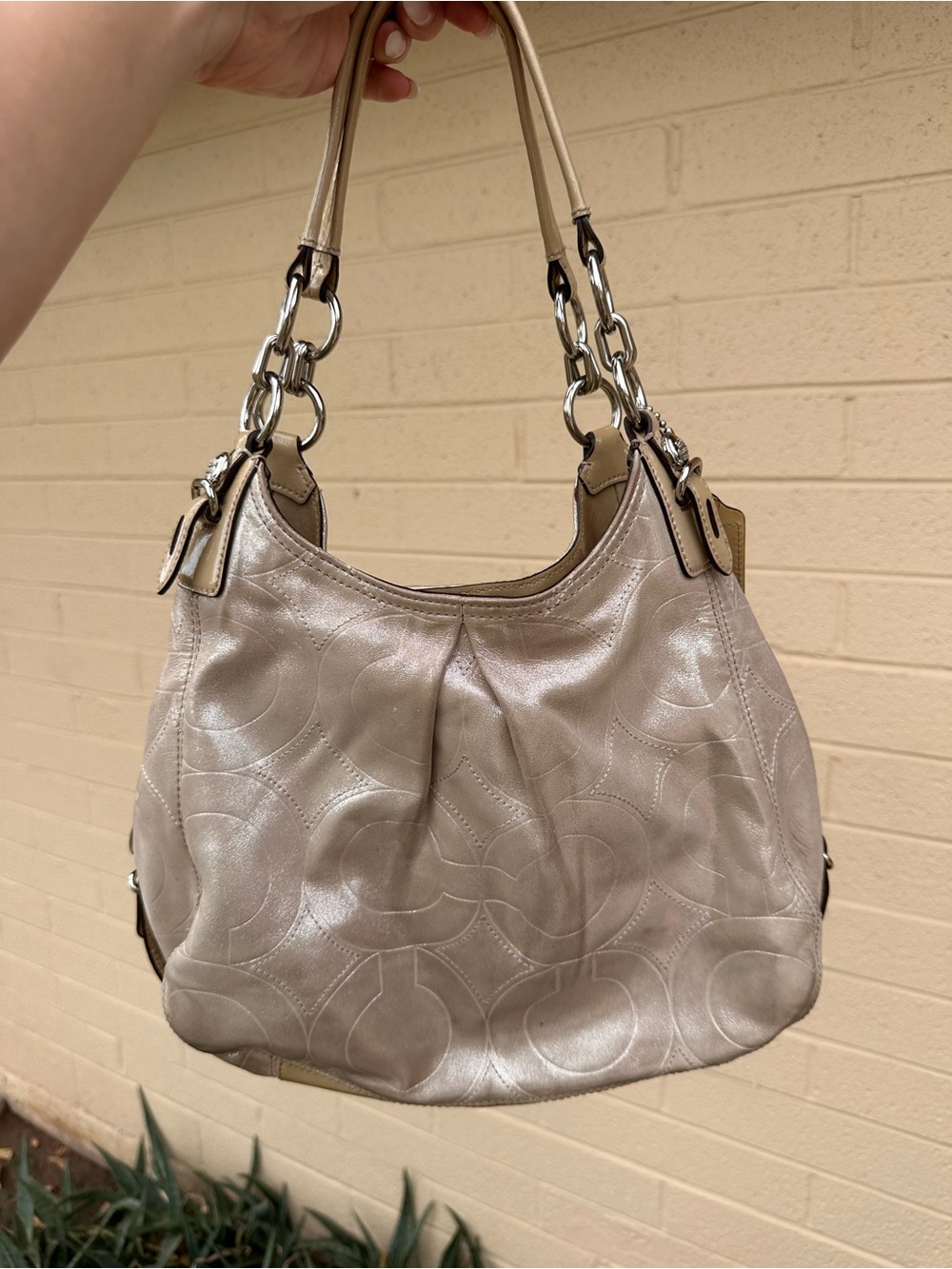 Coach Madison OP art shimmer hobo shoulder bag